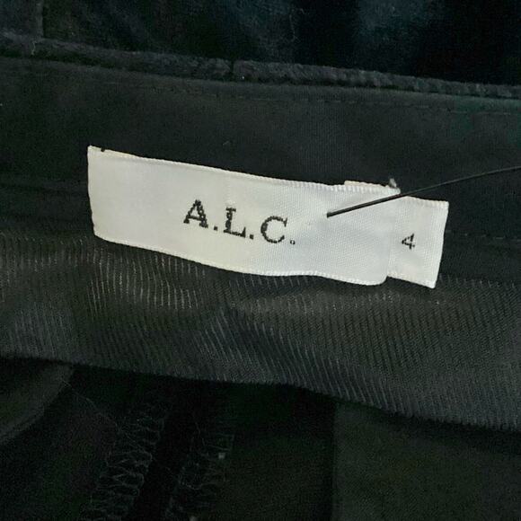 A.L.C. Robbie Silk Blend Black Velvet Cropped Wide Leg Trouser Pants 4 - Picture 8 of 10